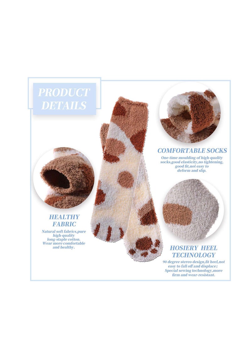 SYOSI Women Warm Super Soft Socks, Animal Designe Microfiber Slipper Socks, Casual Home Sleeping Fuzzy Cozy Sock, Cozy Slipper Cute Cat Claw Soft for Womens Indoor Warm Fuzzy Sleeping Socks 6 Pairs - Image 5