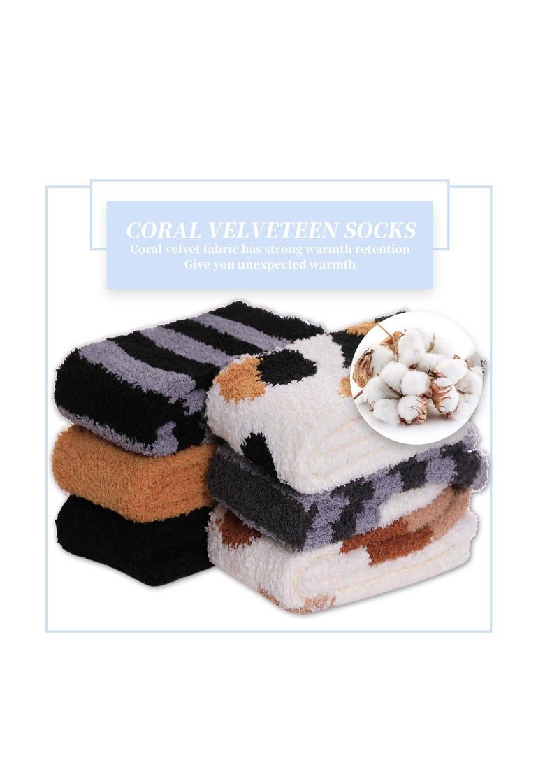 SYOSI Women Warm Super Soft Socks, Animal Designe Microfiber Slipper Socks, Casual Home Sleeping Fuzzy Cozy Sock, Cozy Slipper Cute Cat Claw Soft for Womens Indoor Warm Fuzzy Sleeping Socks 6 Pairs - Image 2