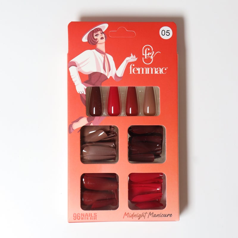 Midnight Manicure Press-On False Nails – Reusable, Lightweight, Salon Finish, 05 Cliff