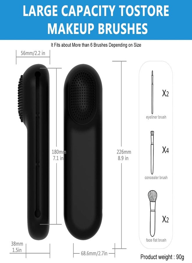 MAYCREATE® Makeup Brush Holder Case Silicone Cosmetic Makeup Brushes Organizer with Cleaning Area, for Travel Daily Use - Full Sized & Large Brushes Fit, Magnetic Closure (Brushes Not Included) - Image 2