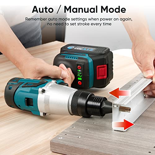 WonVon 2-in-1 Cordless Electric Rivet/Nut Gun Tool for Nutsert(10-24" & 1/4" & 5/16" & 3/8"),Rivets(1/8'', 5/32'', 3/16"), Portable Battery Powered Pop Rivet/Nut Gun, Auto/Manual Rivet, Two Memory Modes - Image 5