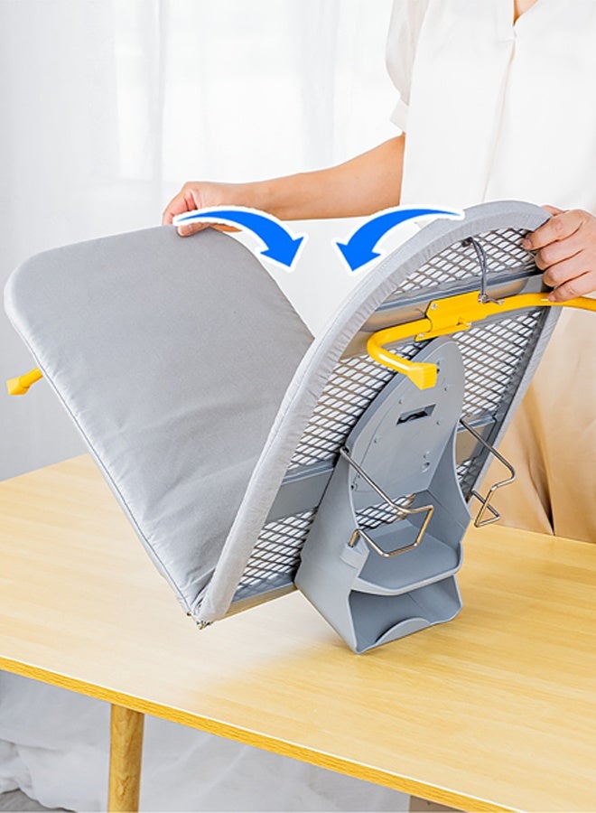 JiuAn Wall Mount Folding Ironing Board with Iron Holder, Tabletop Mini Ironing Board, Compact Portable Design, Gray - Image 5
