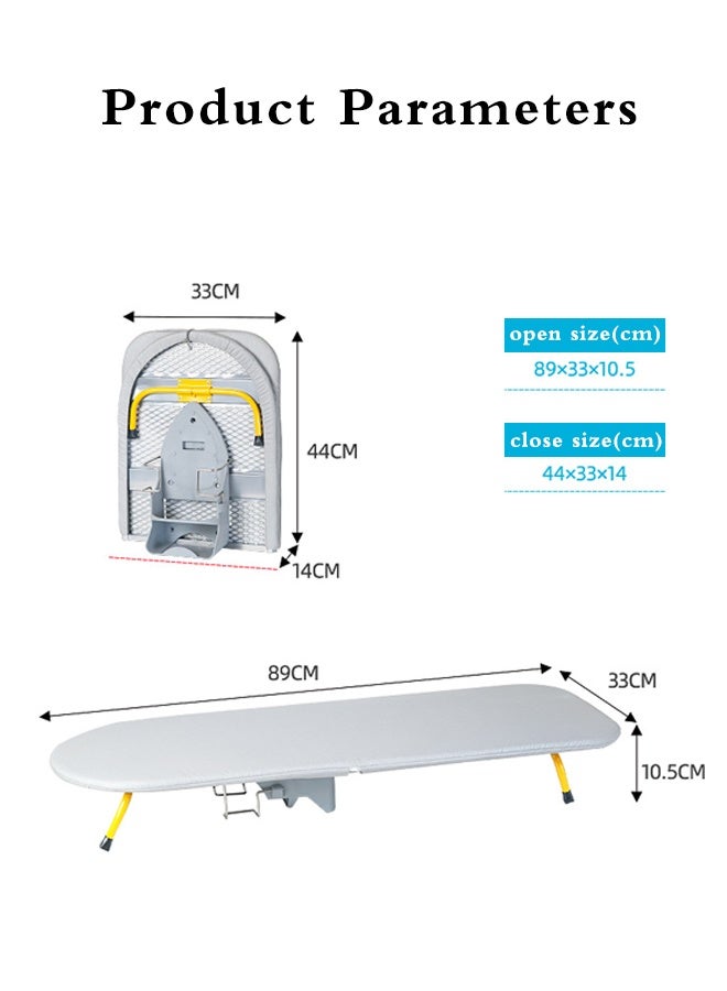 JiuAn Wall Mount Folding Ironing Board with Iron Holder, Tabletop Mini Ironing Board, Compact Portable Design, Gray - Image 2