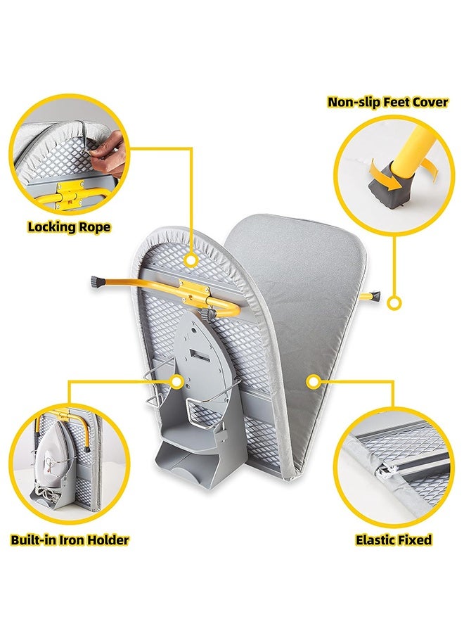 JiuAn Wall Mount Folding Ironing Board with Iron Holder, Tabletop Mini Ironing Board, Compact Portable Design, Gray - Image 3