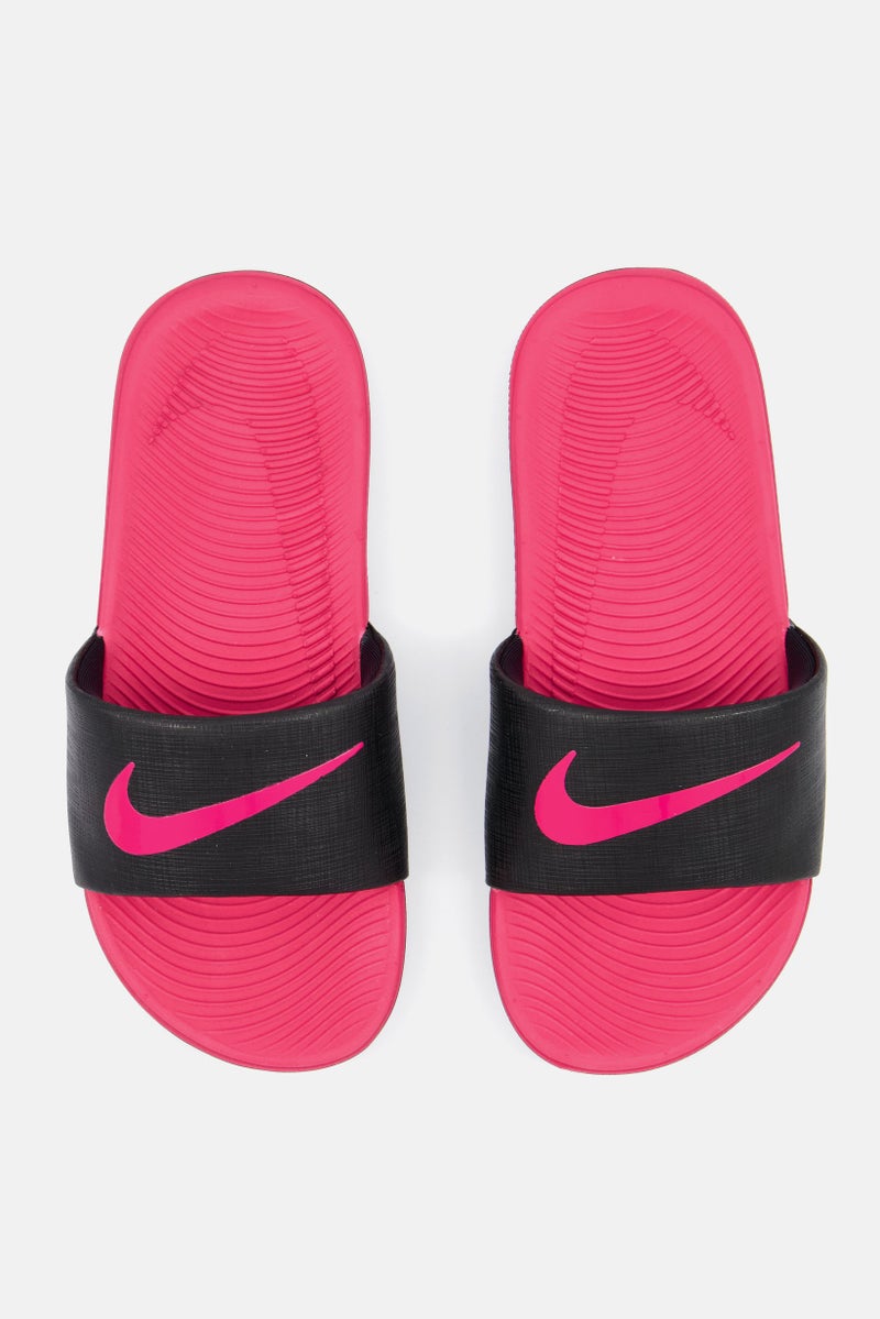 Nike Toddlers Girl Slip On Kawa Slide, Black/Pink  - Image 4