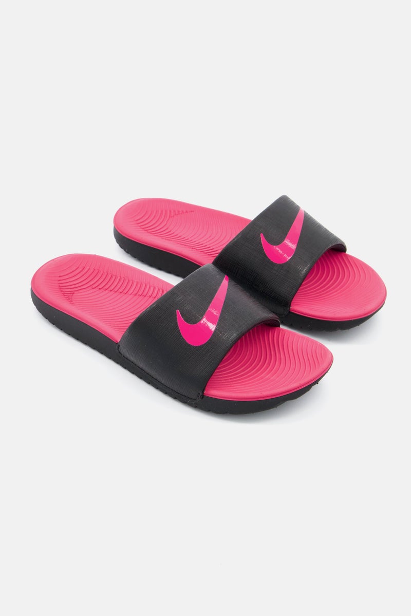 Nike Toddlers Girl Slip On Kawa Slide, Black/Pink  - Image 1