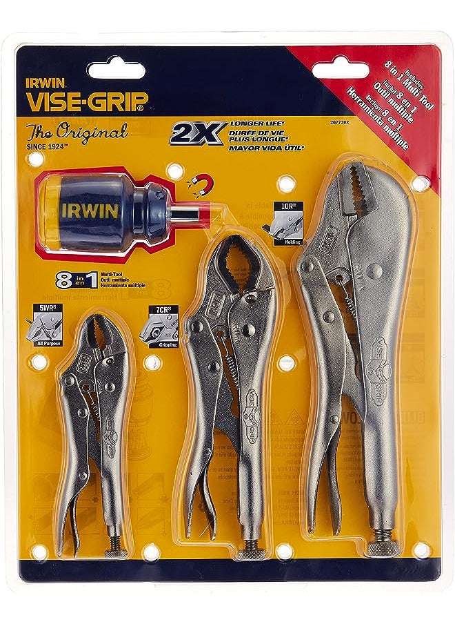 IRWIN - 2077703 Vise-Grip Fast Release Locking Pliers Set With Free 8-In-1 Multi-Tool, 3-Piece - Image 1