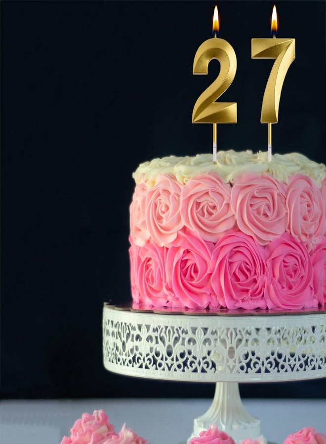 AOOLADA 27th 72nd Birthday Candles, Gold 72 27 Year Old Number Birthday Candles, Happy Birthday Party Decorations Cake Topper Gifts for Men Women - Image 4
