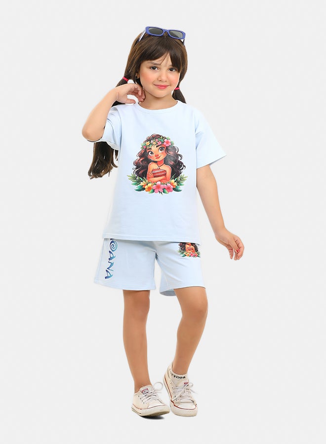 ريمينت طقم شورت صيفي للبنات ازرق فاتح - Image 3