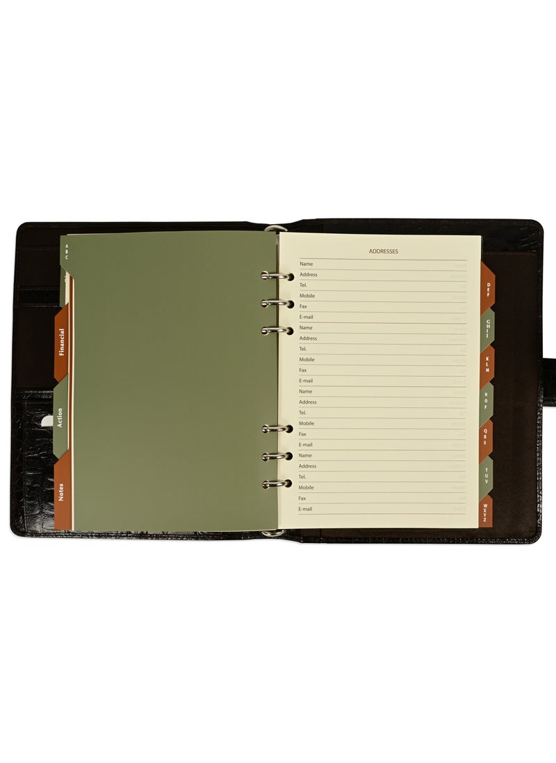 FIS FIS® Leather Organizer "CROCODILUS" and Activity Journal, Size:A5 (14.8 x 21cm), Color : Brown_ FSORLO1BR  - Image 5