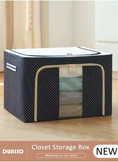 DUNISO Closet Storage Box with Metal Frame, Stackable Flodable Closet Container Organizer with Lids Handle Double & Zippers, Large Capacity Wardrobe Clothes Storage Box with Clear Window for Blanket, Bedding, Clothes, Comforter  - Image 1