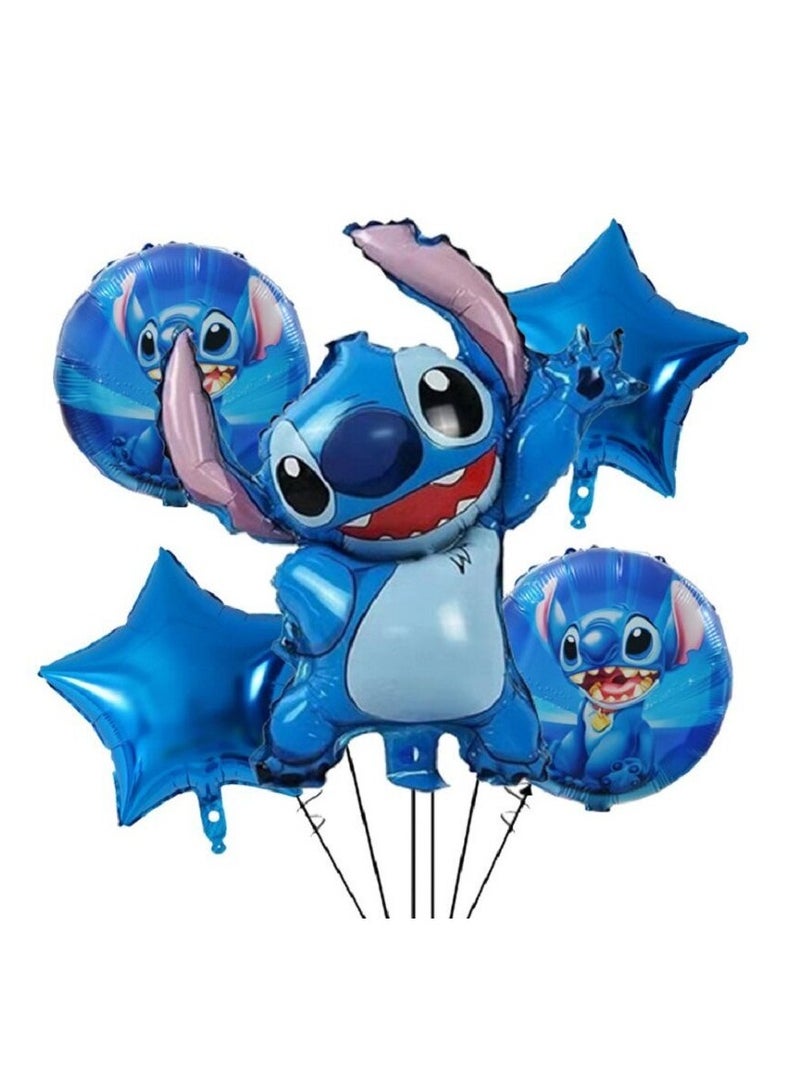 5 piece Stitch shaped aluminum film balloon decoration set  - Image 1