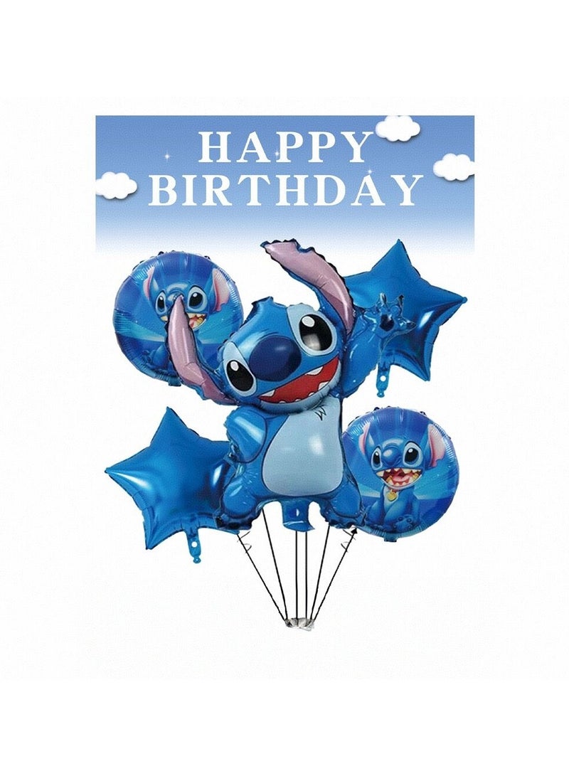5 piece Stitch shaped aluminum film balloon decoration set  - Image 3