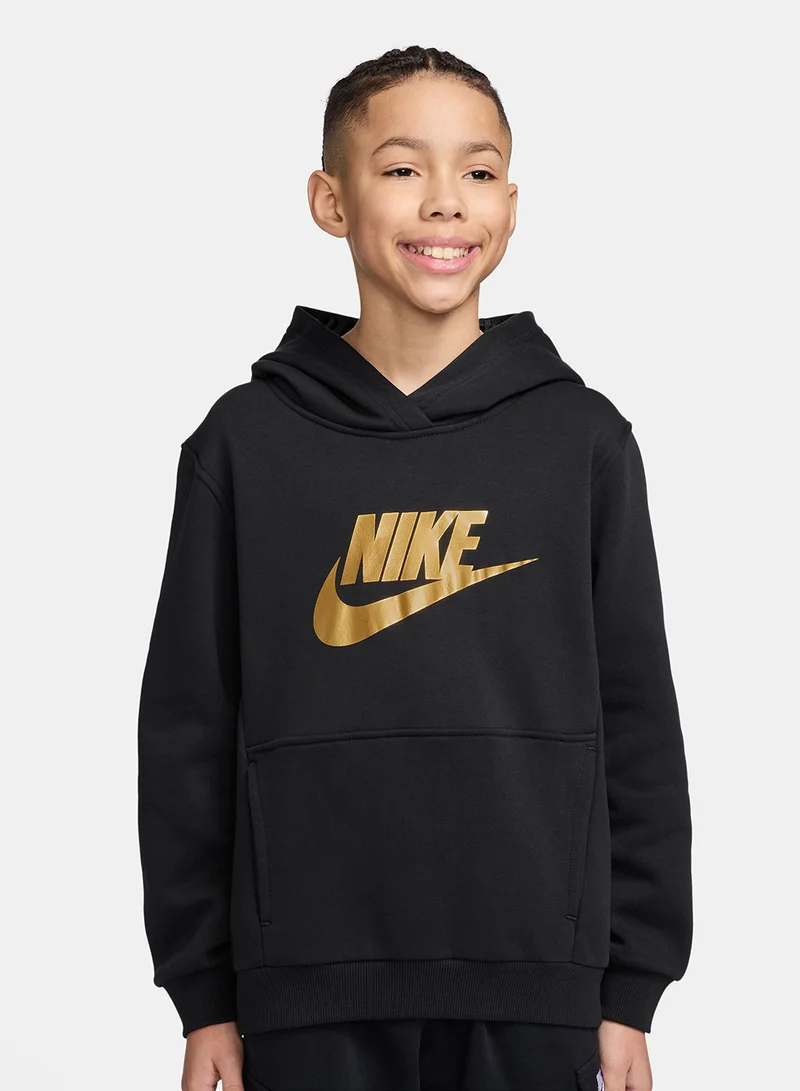 Nike Kids Nsw Club Fleece Hoodie Gold Satin