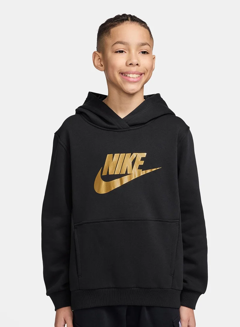 Nike Kids Nsw Club Fleece Hoodie Gold Satin