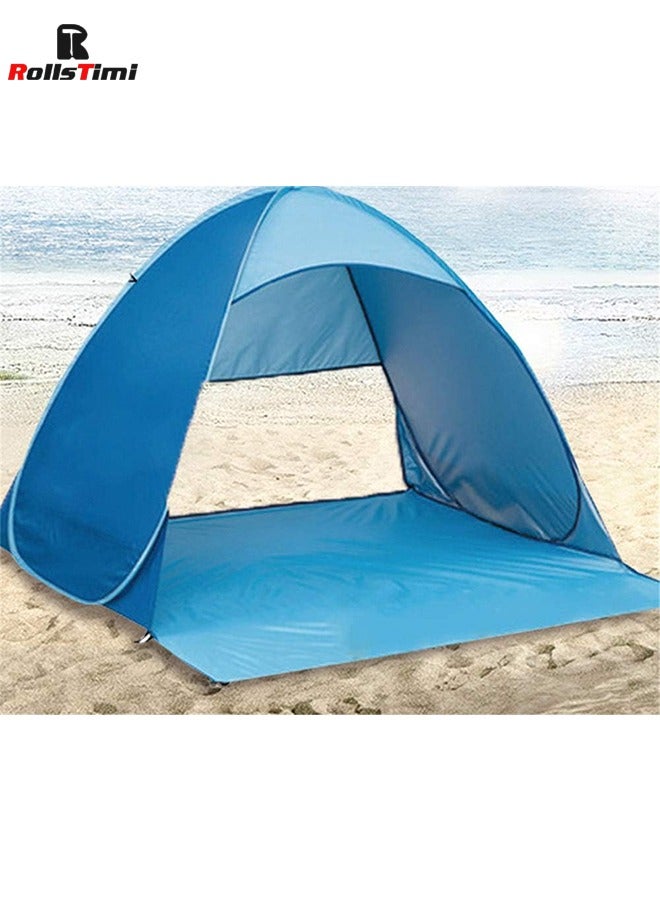 RollsTimi  Beach Tent, Pop Up Beach Shade,UPF 50+Anti UV Automatic Sun Shelter Umbrella,Blue  - Image 1