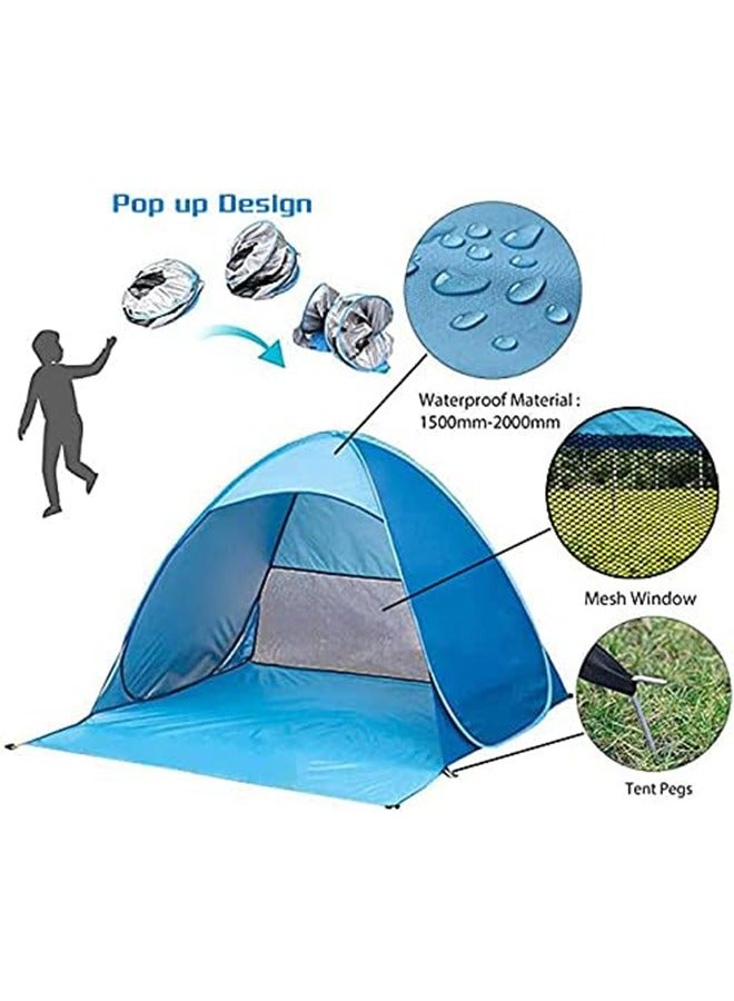 RollsTimi  Beach Tent, Pop Up Beach Shade,UPF 50+Anti UV Automatic Sun Shelter Umbrella,Blue  - Image 5