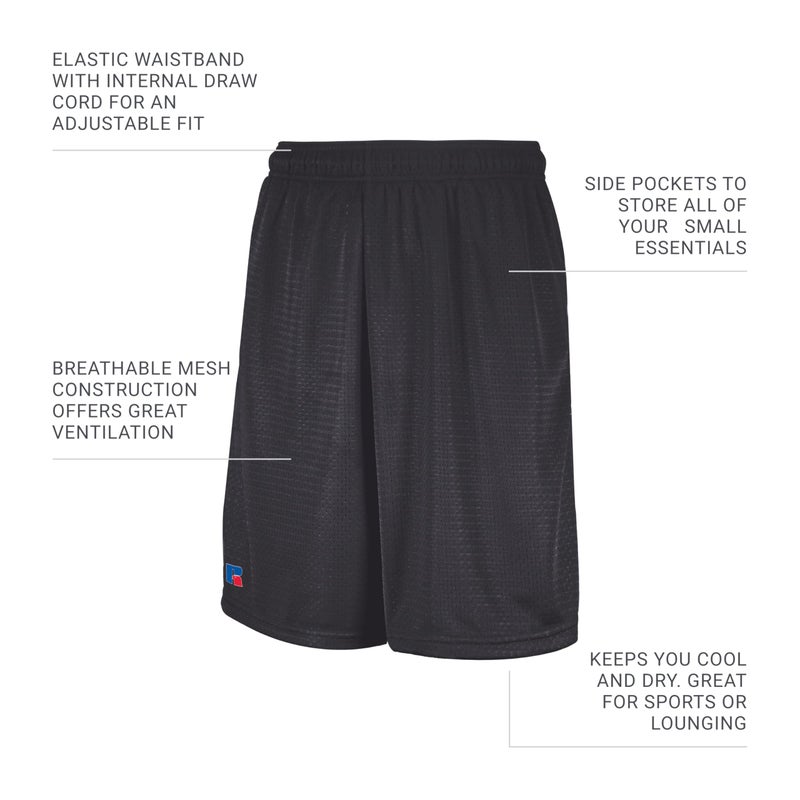 Russell Athletic Men's Mesh Pocket Short, Stealth, X-Large - Image 3