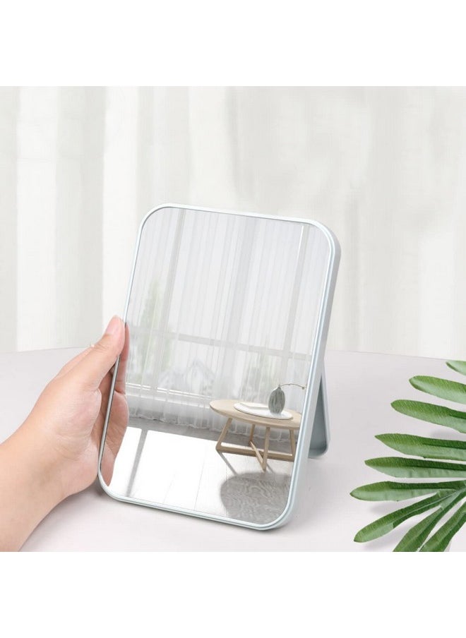 Leeonz Desktop Makeup Mirror Foldable Makeup Mirror Simple Portable Princess Mirror Rectangle Mirror Makeup Mirror Small Mirror With Stand For Women & Girls (Blue)  - Image 5