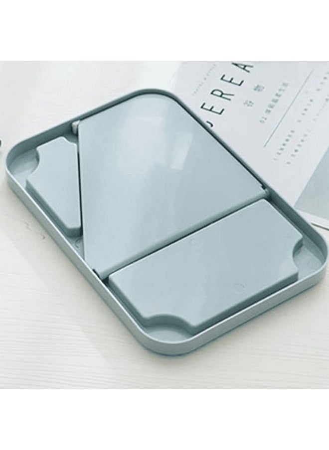 Leeonz Desktop Makeup Mirror Foldable Makeup Mirror Simple Portable Princess Mirror Rectangle Mirror Makeup Mirror Small Mirror With Stand For Women & Girls (Blue)  - Image 3