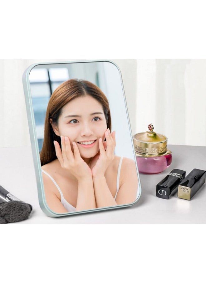 Leeonz Desktop Makeup Mirror Foldable Makeup Mirror Simple Portable Princess Mirror Rectangle Mirror Makeup Mirror Small Mirror With Stand For Women & Girls (Blue)  - Image 2