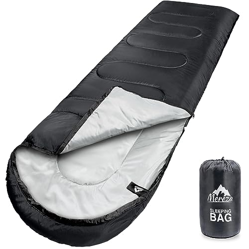 MEREZA Sleeping Bags XL for Adults Mens Large Wide Sleeping Bag for Camping Backpacking Big and Tall Sleeping Bags for Women 4 Season Warm Cool Weather with Compression Sack 2032F