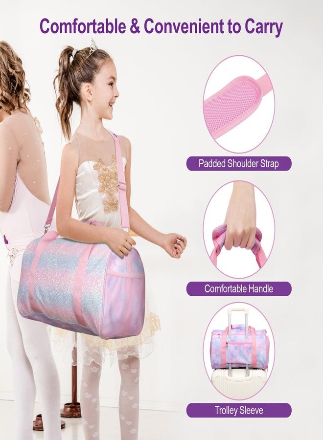 Bagseri حقائب سفر للأطفال من Bagseri - حقيبة رقص للبنات، حقيبة باليه، حقيبة رياضية مقاومة للماء للجمباز للبنات، حقيبة سفر للأطفال مع حجرة للأحذية وجيوب منفصلة للملابس الجافة والرطبة (لون وردي مصبوغ بربطة عنق) - Image 4