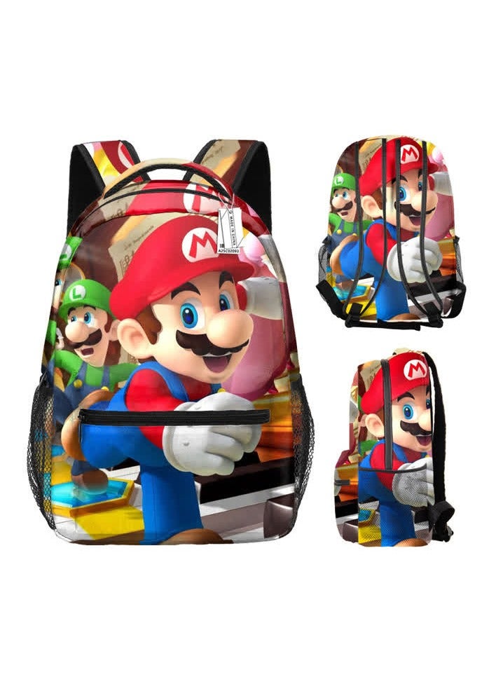 general 2023 new Mario primary school student schoolbag Mario animation large-capacity full-print backpack burden-reducing backpack,A25C02093-17-inch full-print backpack