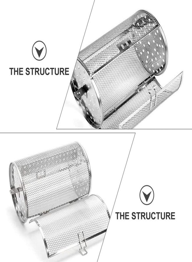 Hemoton هيموتون 2 قطع من الفولاذ المقاوم للصدأ قفص الشواء الدوار للفرن قفص الشواء المقلي قلاية الهواء فرن المحمصة قفص الشواء الفولاذ المقاوم للصدأ فرن فريد سلال البطاطس المقلية للدوران الجوز المقلي - Image 2