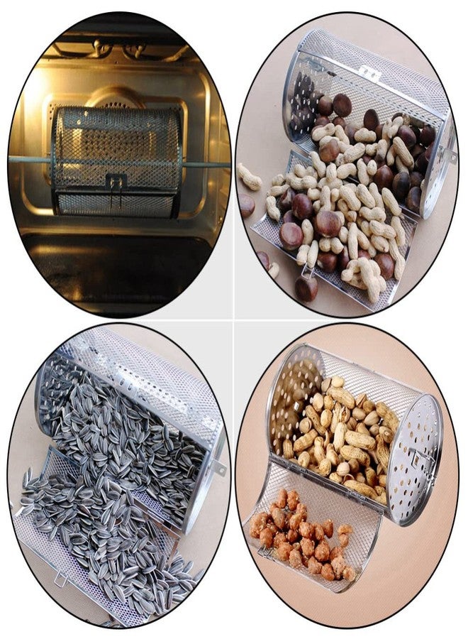 Hemoton هيموتون 2 قطع من الفولاذ المقاوم للصدأ قفص الشواء الدوار للفرن قفص الشواء المقلي قلاية الهواء فرن المحمصة قفص الشواء الفولاذ المقاوم للصدأ فرن فريد سلال البطاطس المقلية للدوران الجوز المقلي - Image 4