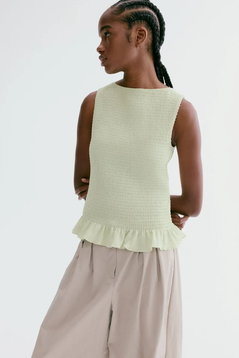 H&M Smocked boat-neck top