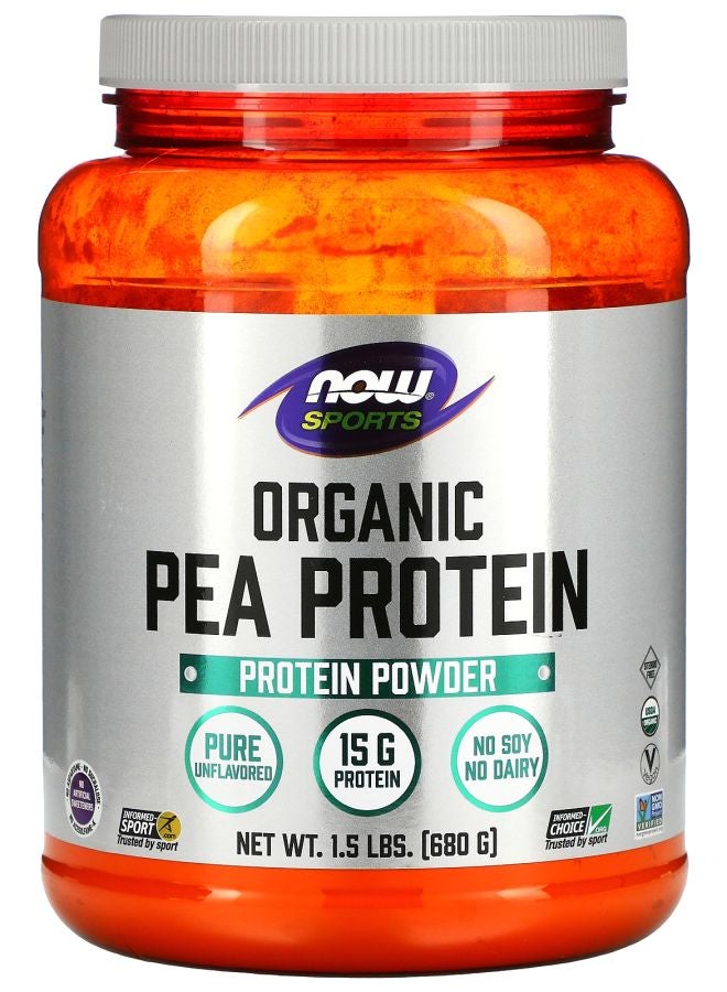 now Sports Organic Pea Protein Powder Pure Unflavored 1.5 lbs (680 g)