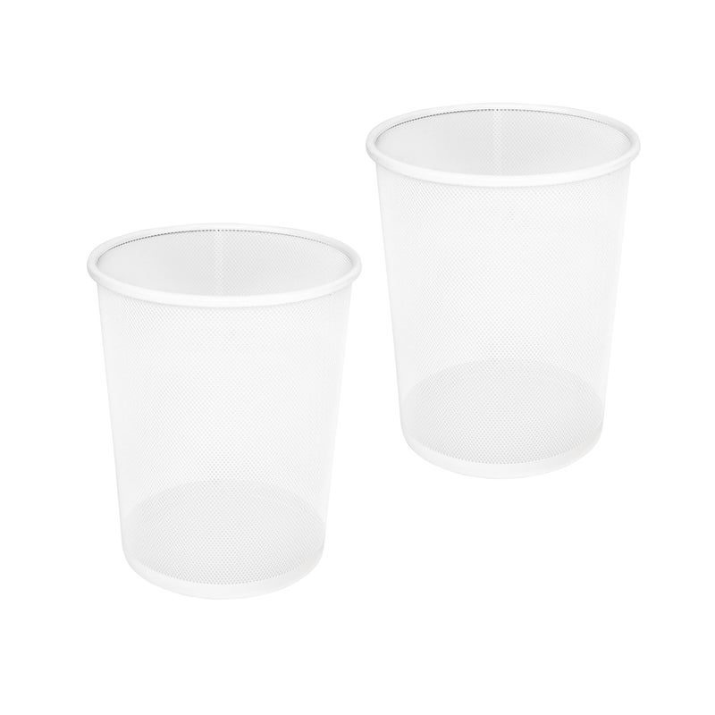 Seville Classics 2-Pack Steel Mesh Round Trashcan Wastebasket for Trash or Recycle in The Home, Office, or Garage, White, 6 Gallon - Image 1