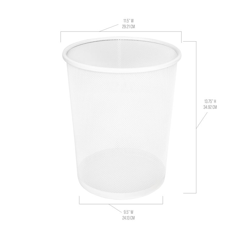 Seville Classics 2-Pack Steel Mesh Round Trashcan Wastebasket for Trash or Recycle in The Home, Office, or Garage, White, 6 Gallon - Image 3
