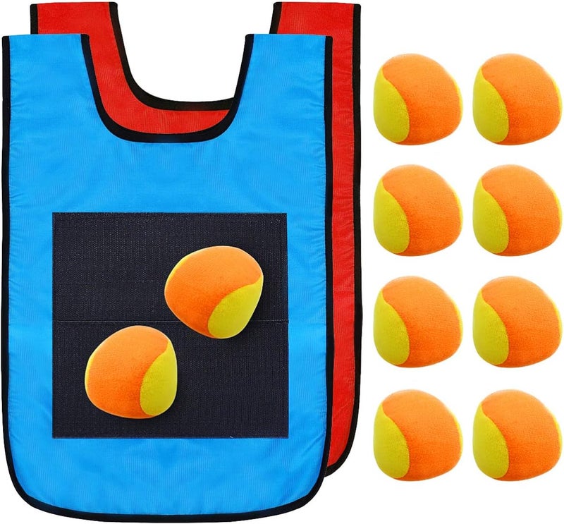 NUOBESTY Kids Sticky Ball Vest Set, 16.9x11.8 Inches 2 Sticky Dodgeball Vest with 10pcs Throwing Balls, Parent-Child Interactive Toy for Indoor and Outdoor Playing - Image 1