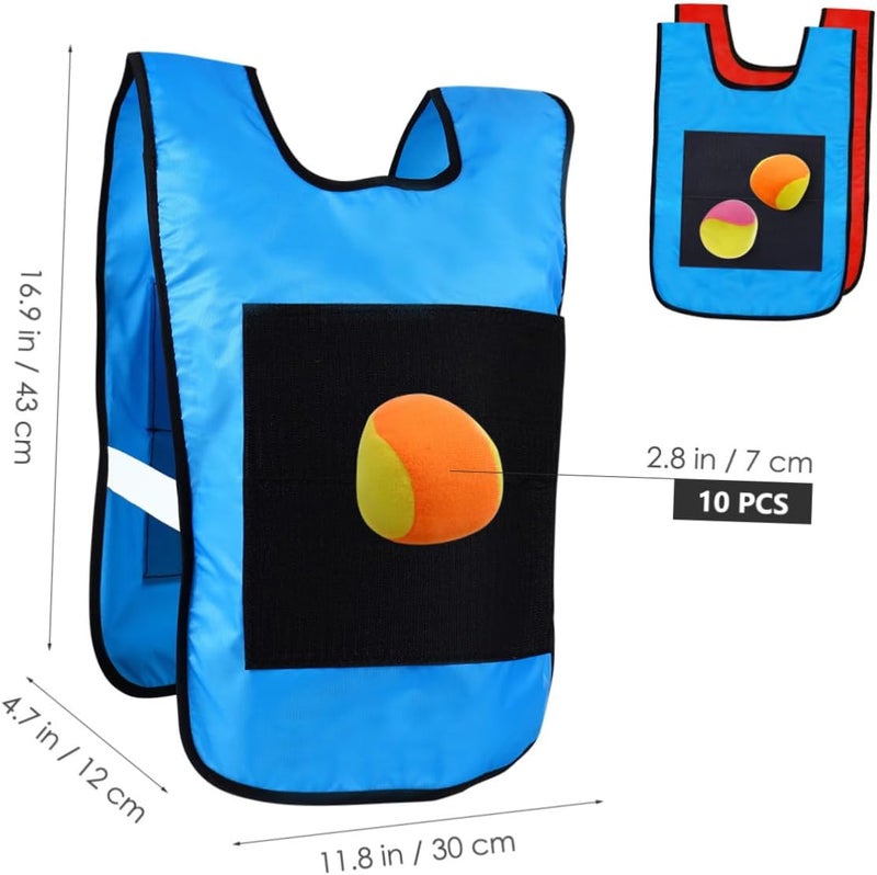 NUOBESTY Kids Sticky Ball Vest Set, 16.9x11.8 Inches 2 Sticky Dodgeball Vest with 10pcs Throwing Balls, Parent-Child Interactive Toy for Indoor and Outdoor Playing - Image 2