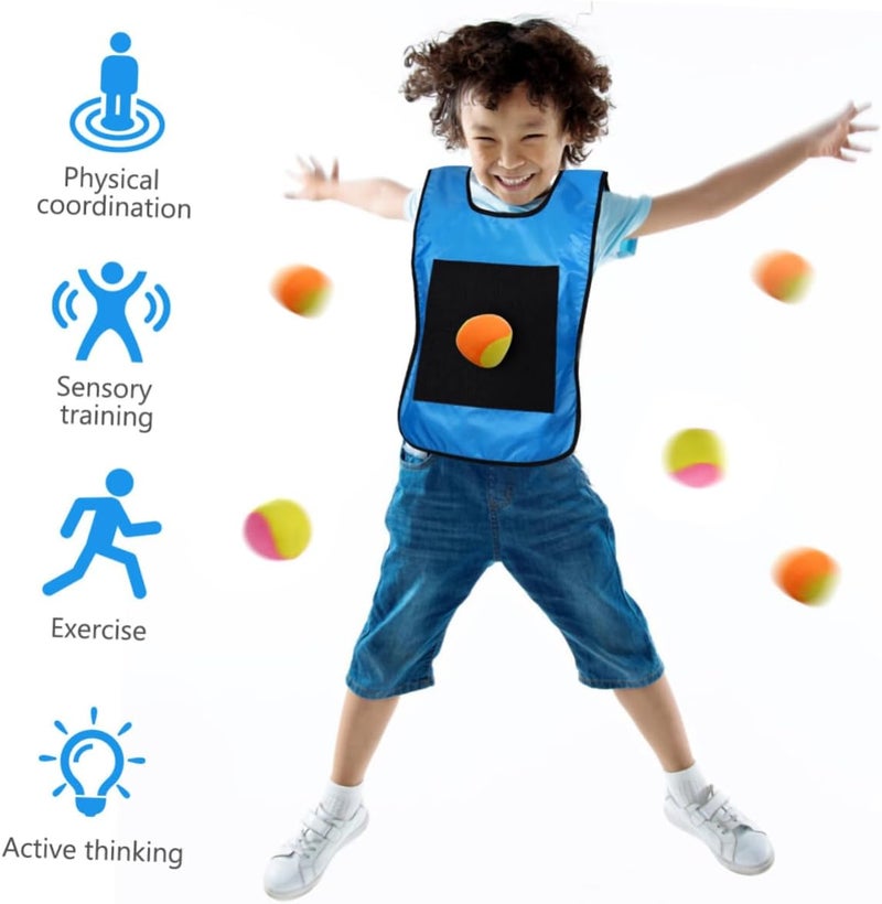 NUOBESTY Kids Sticky Ball Vest Set, 16.9x11.8 Inches 2 Sticky Dodgeball Vest with 10pcs Throwing Balls, Parent-Child Interactive Toy for Indoor and Outdoor Playing - Image 3