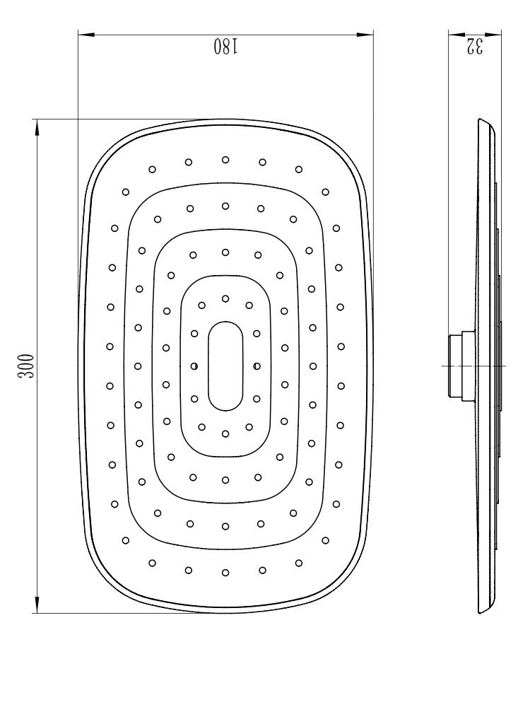HESANIT ABS Shower Head Rectangular 30cm x 18cm - 7002-2072C - Image 2