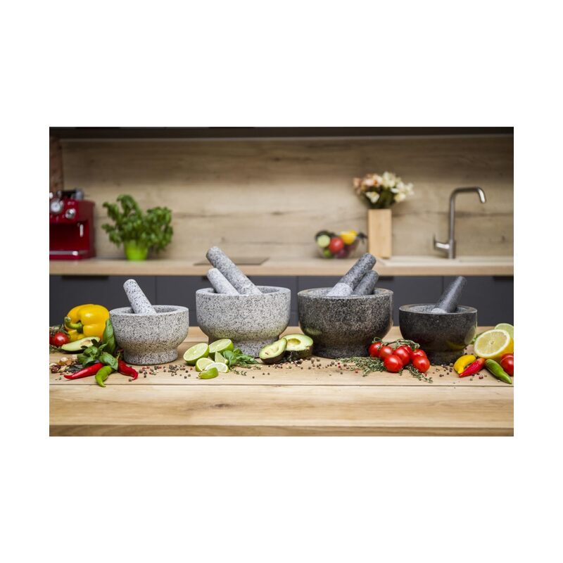 طقم هاون ومدقة مقاس 4.7 بوصة، مصنوع من جرانيت ثقيل غير مصقول لأداء مُحسّن ومظهر طبيعي، يتضمن واقيًا ضد الخدوش - Image 4