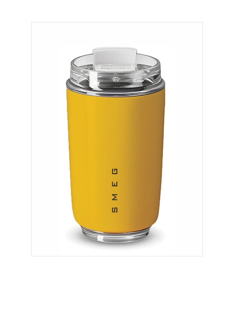 smeg Travel Mug, Insulated Coffee Tumbler, Leak Proof Stainless Steel Thermal Reusable Coffee Cup, Lightweight And Portable Drink Container For Home Office Traveling, (1pc, 320ML Yellow) - Image 1