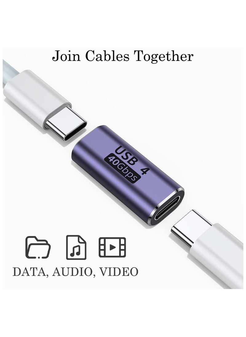 GNAFOTU USB C Coupler (2 Pack), USB Type C Female to Female Adapter Extender Compatible with Thunderbolt 4/3 Support up to 40Gbps Data Transfer, 100W Power Delivery and 8K@60Hz Video Pass Through  - Image 2