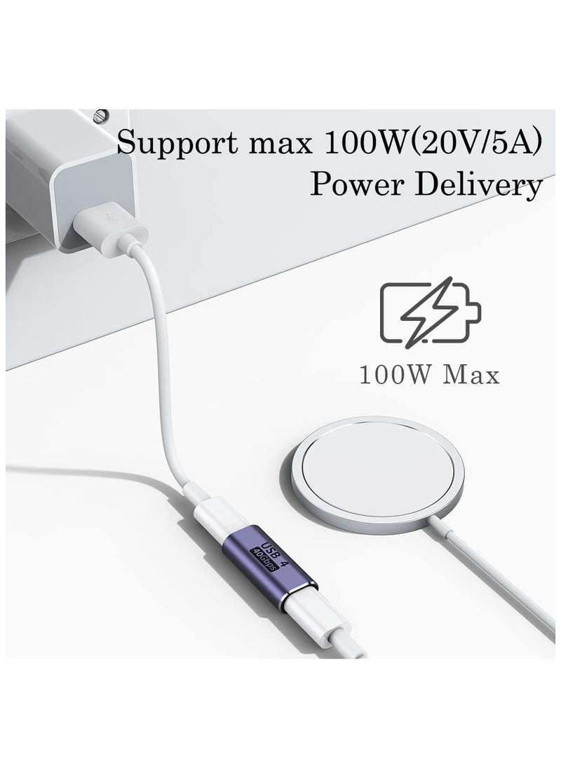GNAFOTU USB C Coupler (2 Pack), USB Type C Female to Female Adapter Extender Compatible with Thunderbolt 4/3 Support up to 40Gbps Data Transfer, 100W Power Delivery and 8K@60Hz Video Pass Through  - Image 4