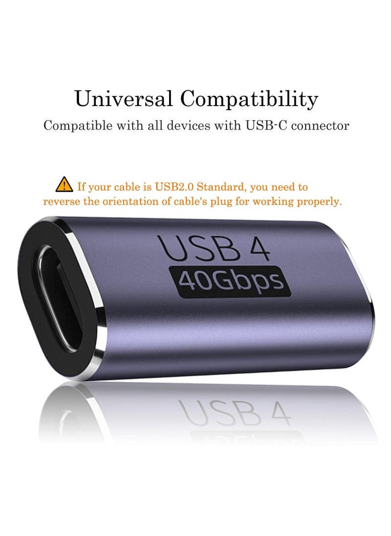 GNAFOTU - USB C Coupler (2 Pack), USB Type C Female to Female Adapter Extender Compatible with Thunderbolt 4/3 Support up to 40Gbps Data Transfer, 100W Power Delivery and 8K@60Hz Video Pass Through - Image 1