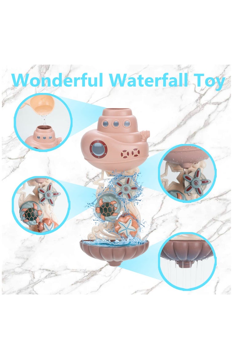 SYOSI - Baby Bath Toys for Toddlers 1-3, Bathtub Water Toys for Infants 6-12 Months, Contains 4 Stacking Cups, 2 Boats 2 Whale-Shaped Spoons, Mold Free Bath Toy for Birthday Gift for Boys/Girls - Image 1