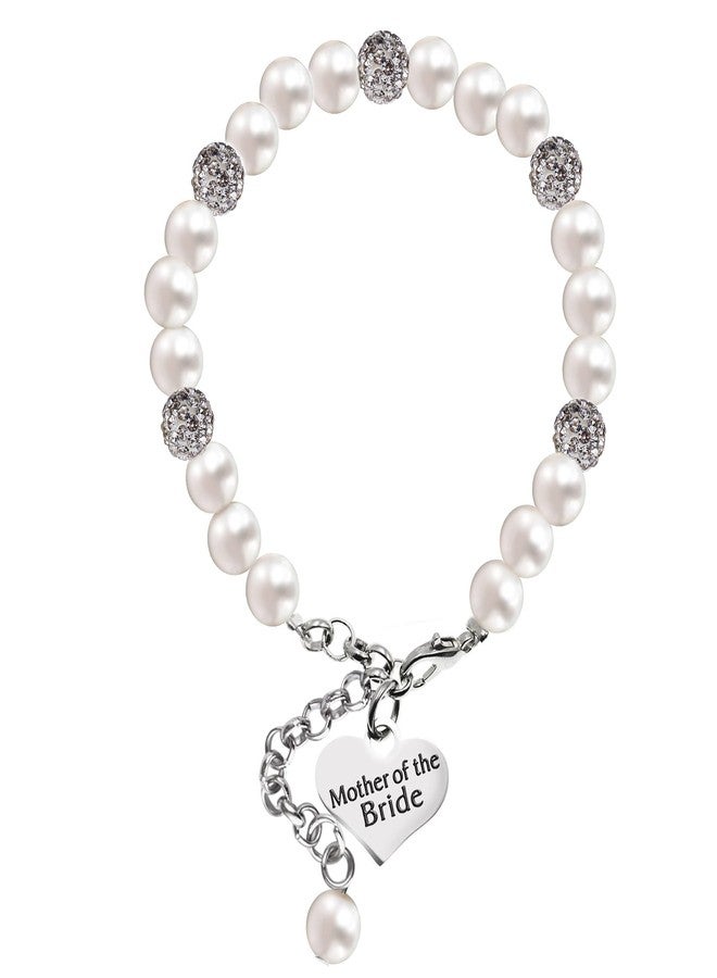 LParkin Mother of the Bride Gifts Pearl Bracelet Wedding Gift for Mother in Law Jewelry (White) - Image 1