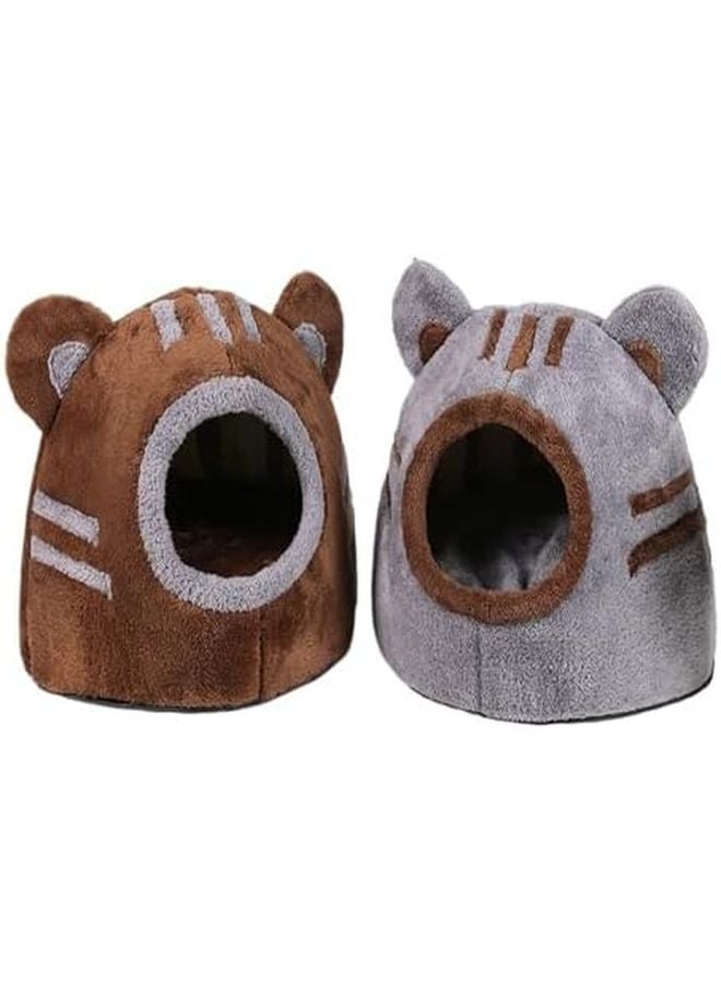 Winter Cozy Cat Bed Grey L Bear Head Cave Pet House Soft Indoor Nest - Image 3