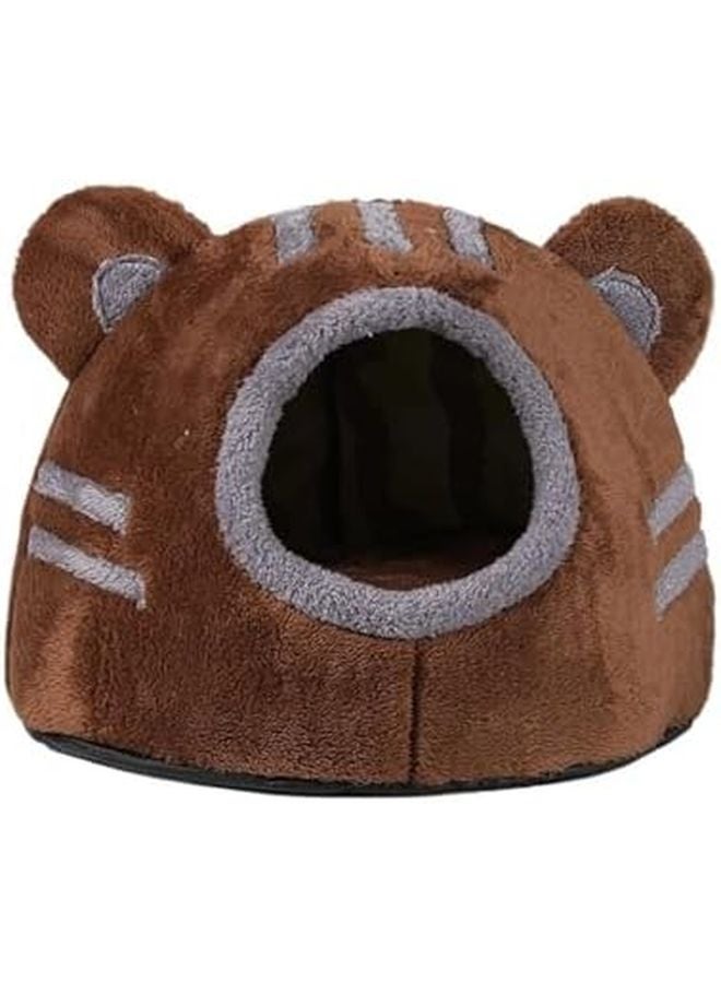Winter Cozy Cat Bed Grey L Bear Head Cave Pet House Soft Indoor Nest - Image 5