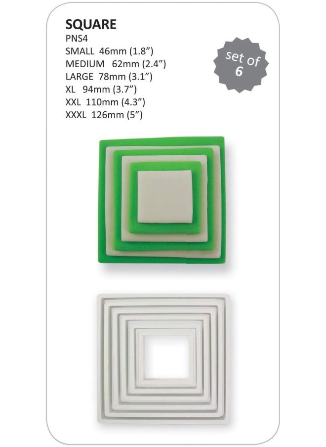 PME Pns4 Square Cutters Set Of 6 White  - Image 3