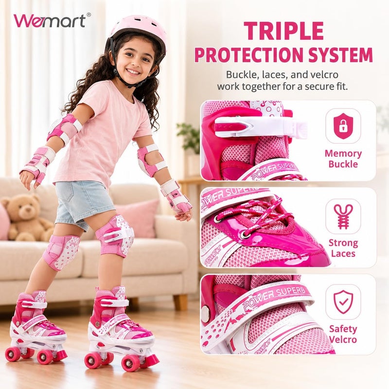 Wemart Roller Skates for Kids, Shine Skates 4 Size Adjustable Roller Skates with Light up Wheels for Girls, Teens, Outdoor Rollerskates for Beginners & Advanced - Image 5