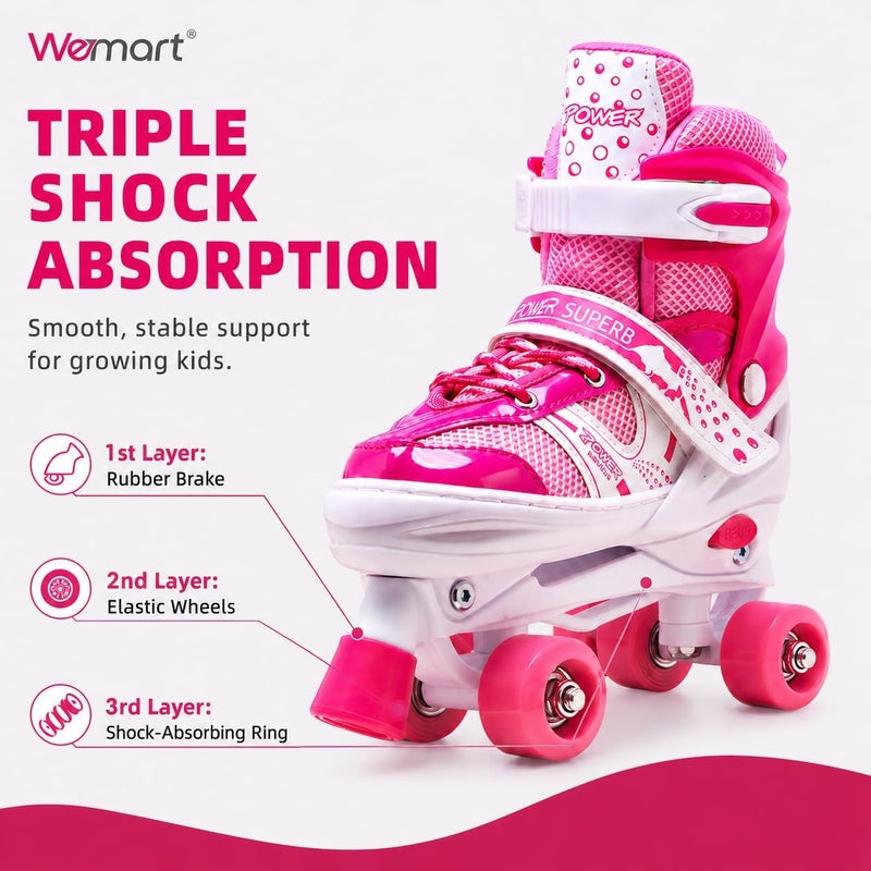 Wemart Roller Skates for Kids, Shine Skates 4 Size Adjustable Roller Skates with Light up Wheels for Girls, Teens, Outdoor Rollerskates for Beginners & Advanced - Image 1